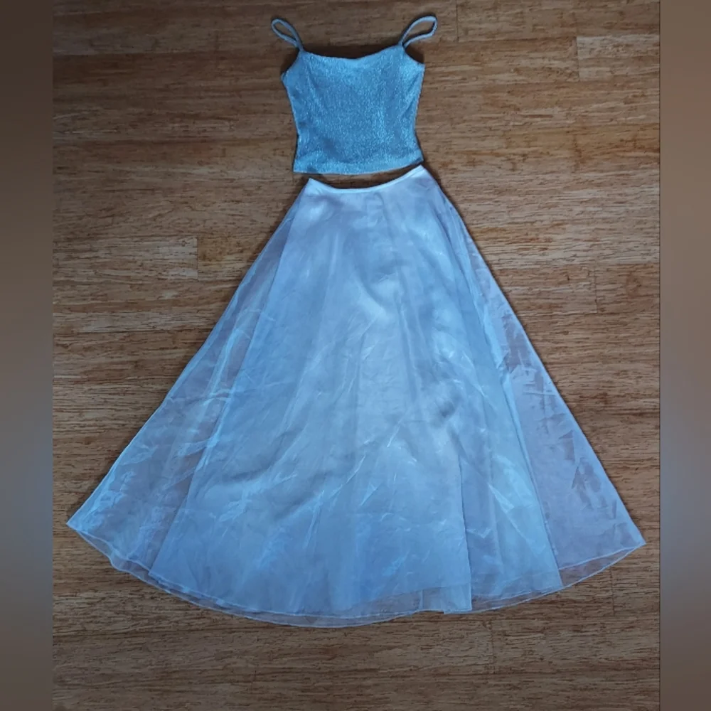 Y2k Vintage Silver 2-pc Prom Dress - Picture 9 of 10